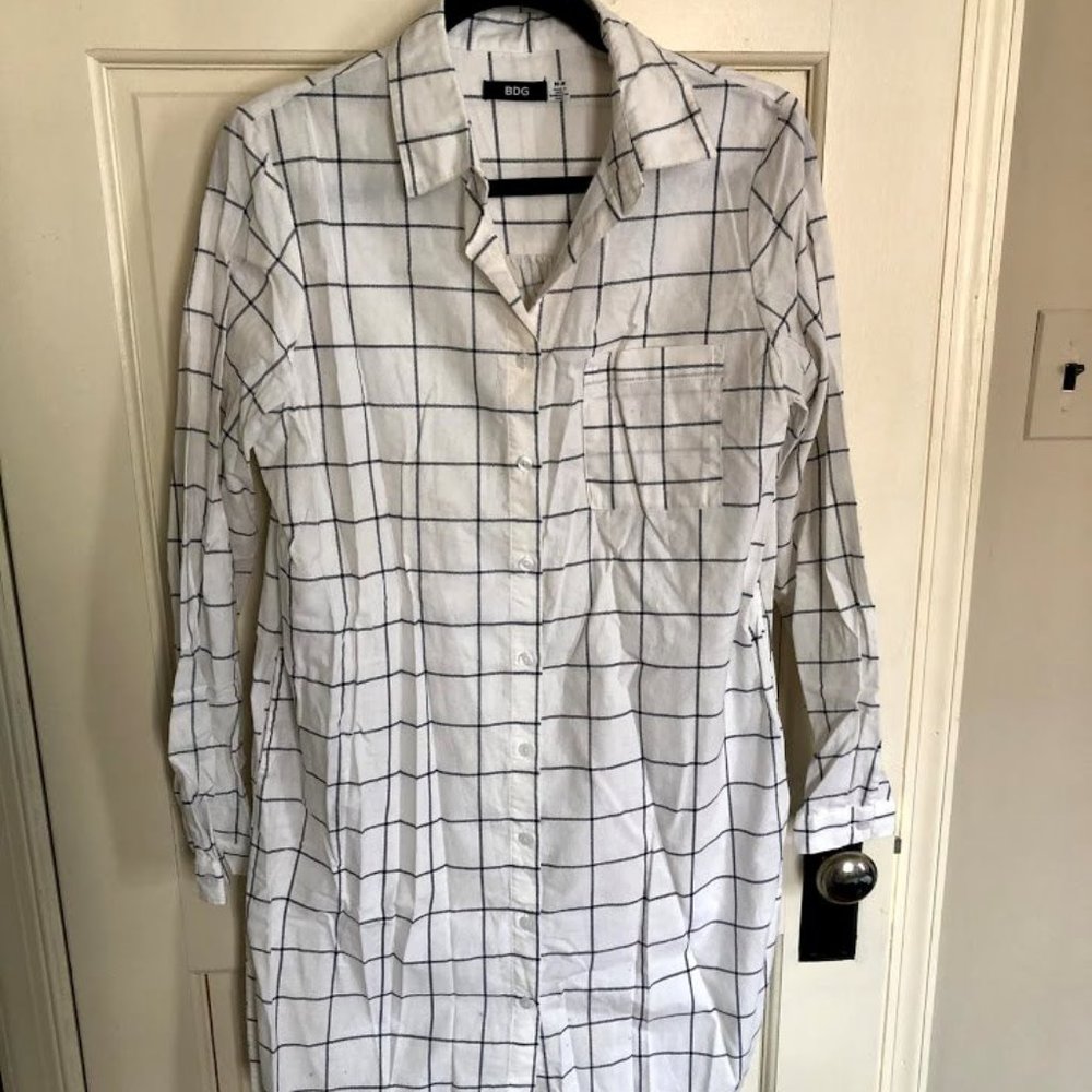 BDG Printed Buttondown Shirt Dress with Pockets